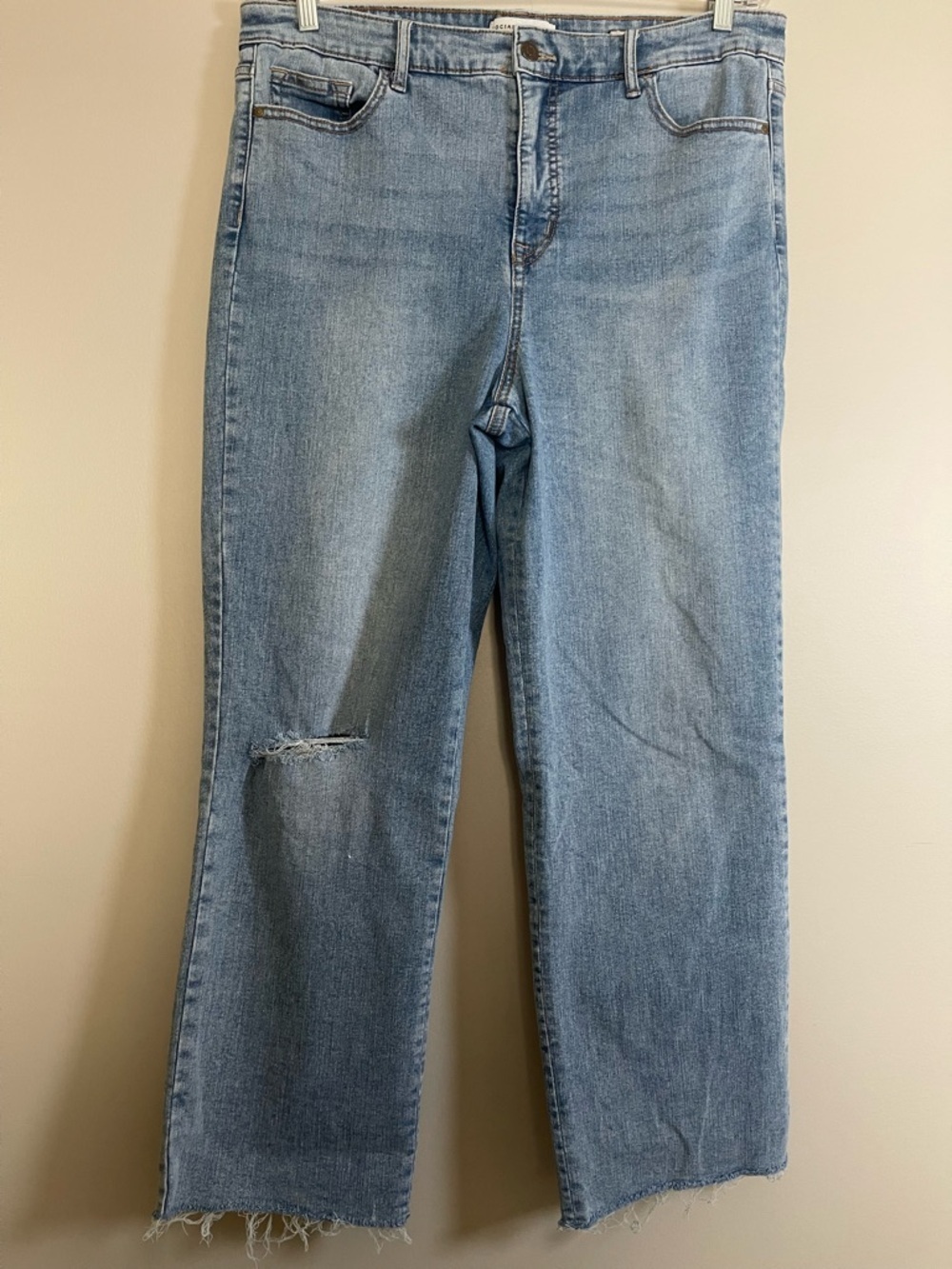 Social Standard by Sanctuary Cropped Light Blue Straight-Leg Jeans with Raw Hem